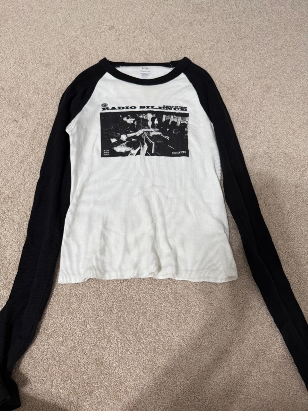 Brandy Melville Black and White Long Sleeve Raglan Tee